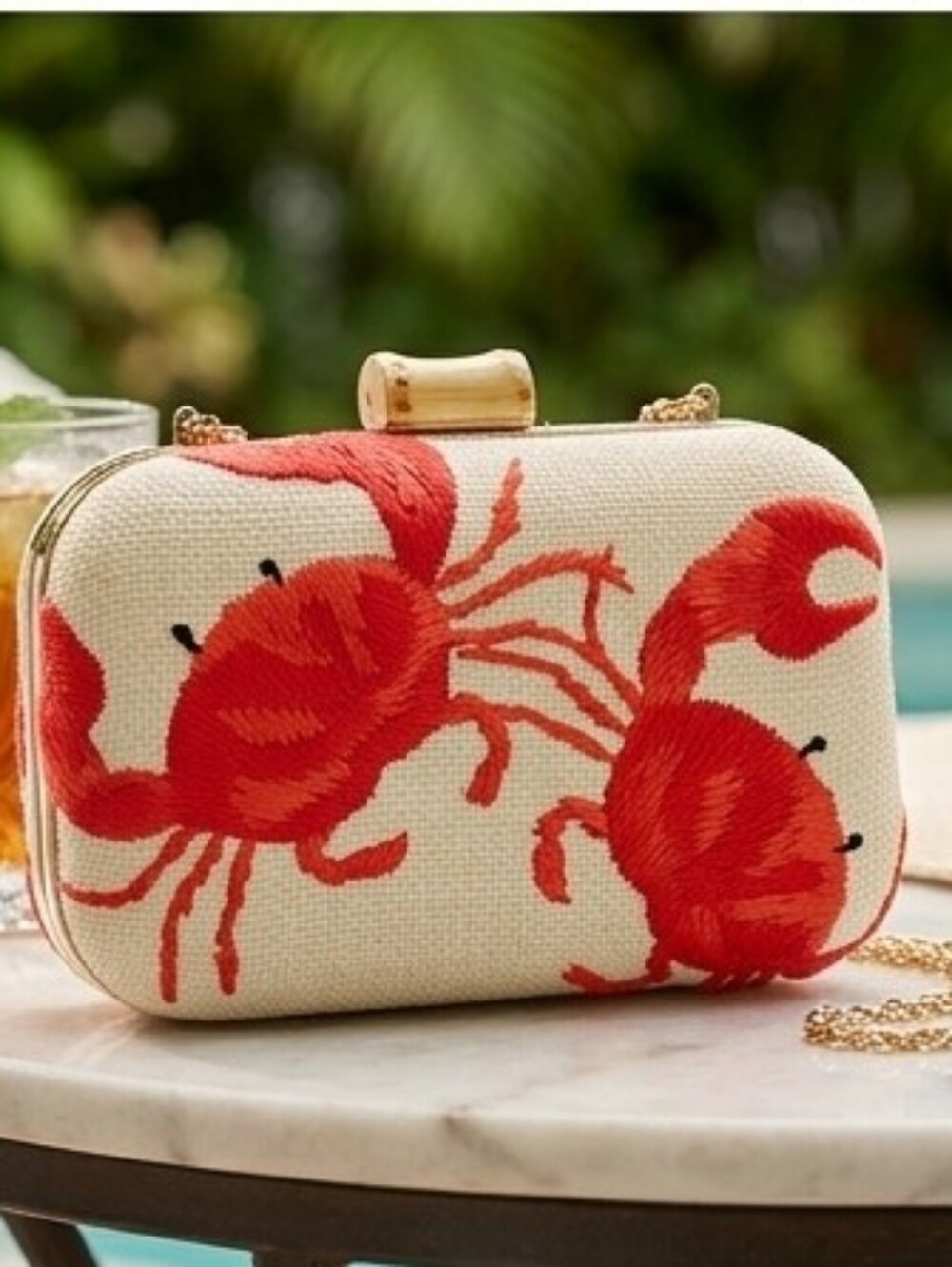Tommy Bahama Embroidered Crab Straw Clutch Crossbody Bag Woven Beach Purse 🦀🌴